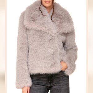 Avec Les Filles Luxe Faux Fur Jacket LIGHT GREY